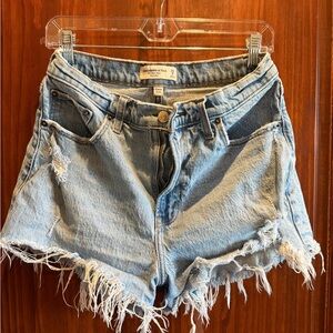 Abercrombie & Fitch Light Wash Frayed Denim Cutoff Shorts